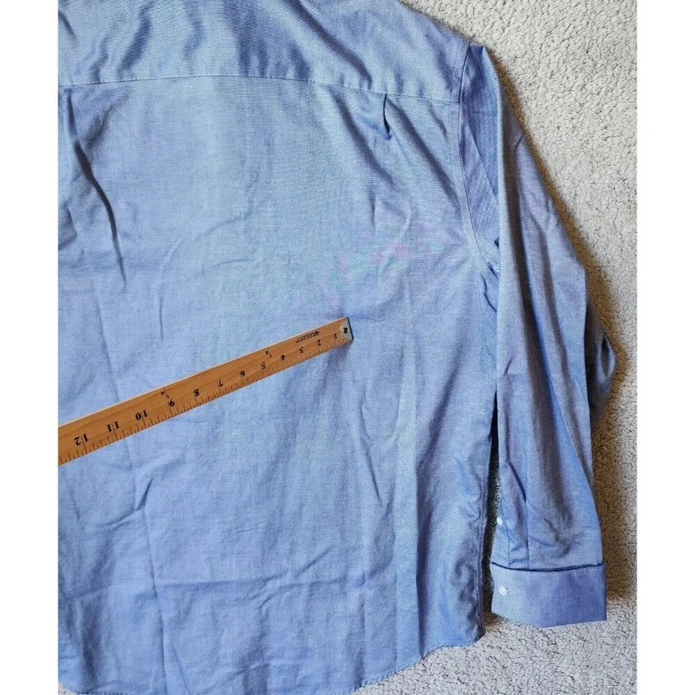 Banana Republic‎ Non Iron Slim Fit Blue Long Sleeve Button Up Shirt Size 17-17.5